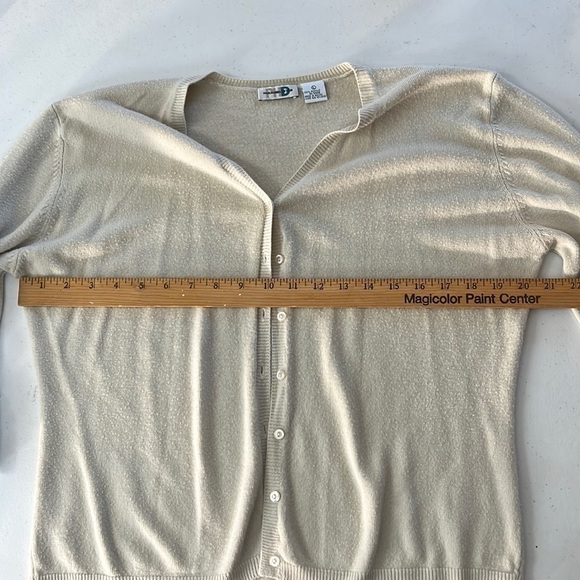 Paul Harris Design acrylic cream button down v-neck cardigan large - Picture 3 of 5